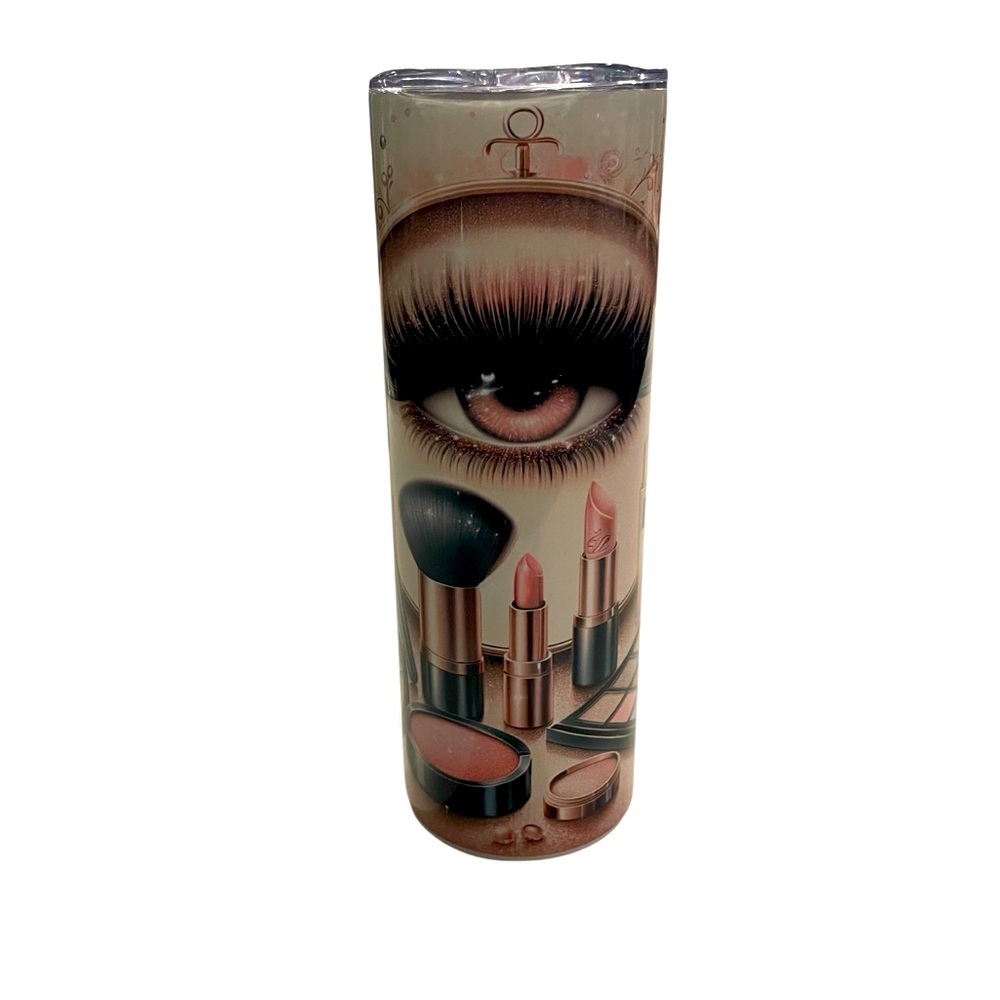 Hogg 20oz Stainless Steel Skinny Tumbler Cosmetic Makeup Design Lid Straw